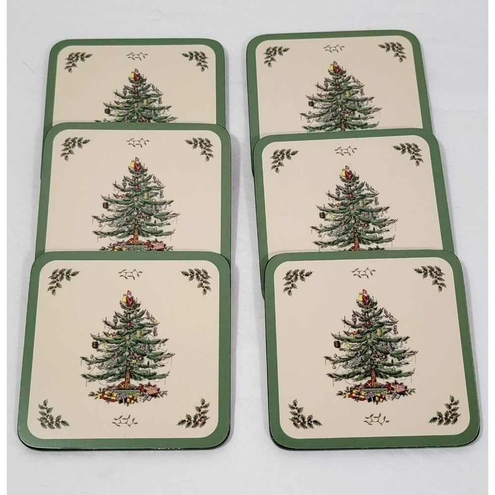 Pimpernel by Spode Christmas Tree Noel Cork Coasters Heat Resistant Set of 6